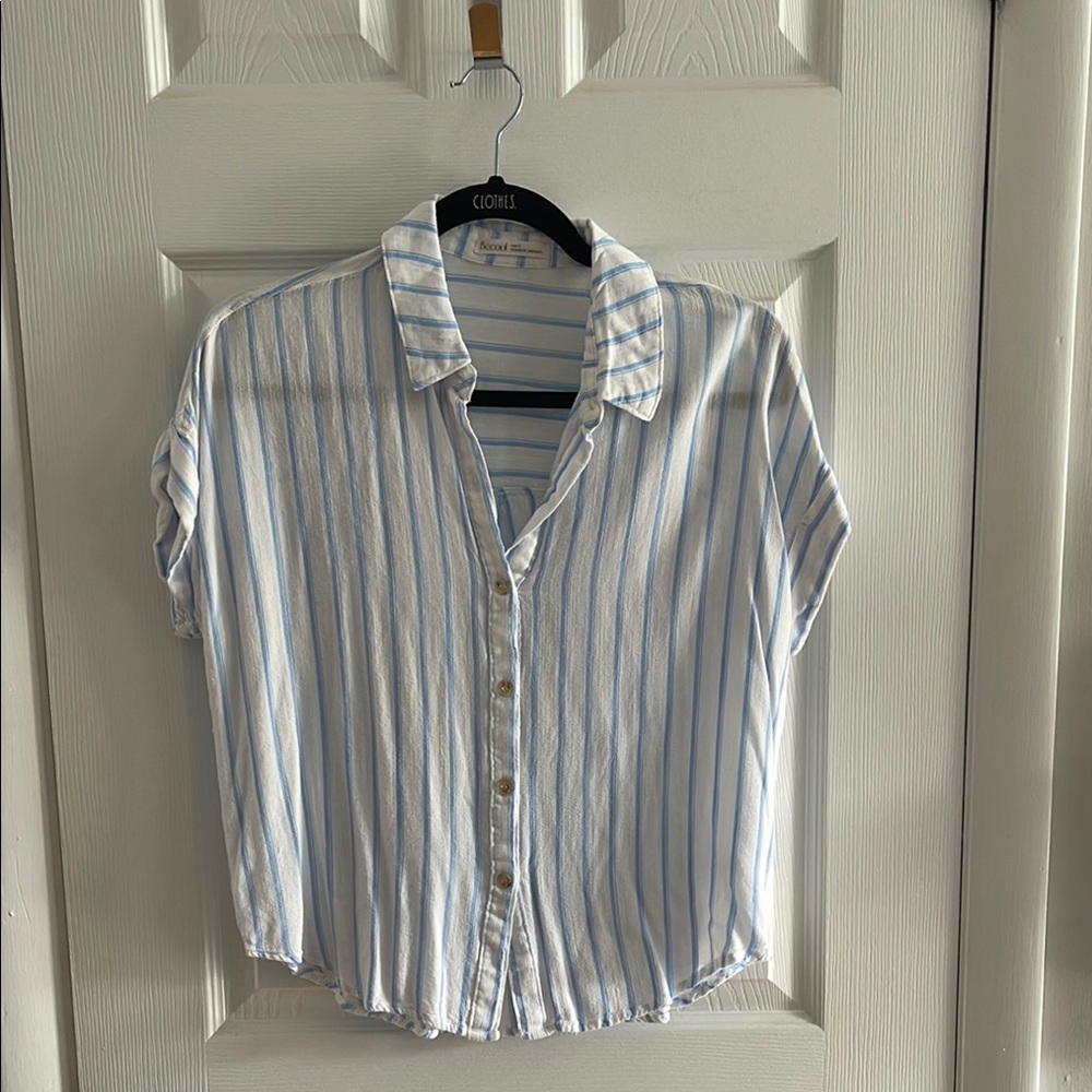 Classic Blue and White Striped Button Down Shirt